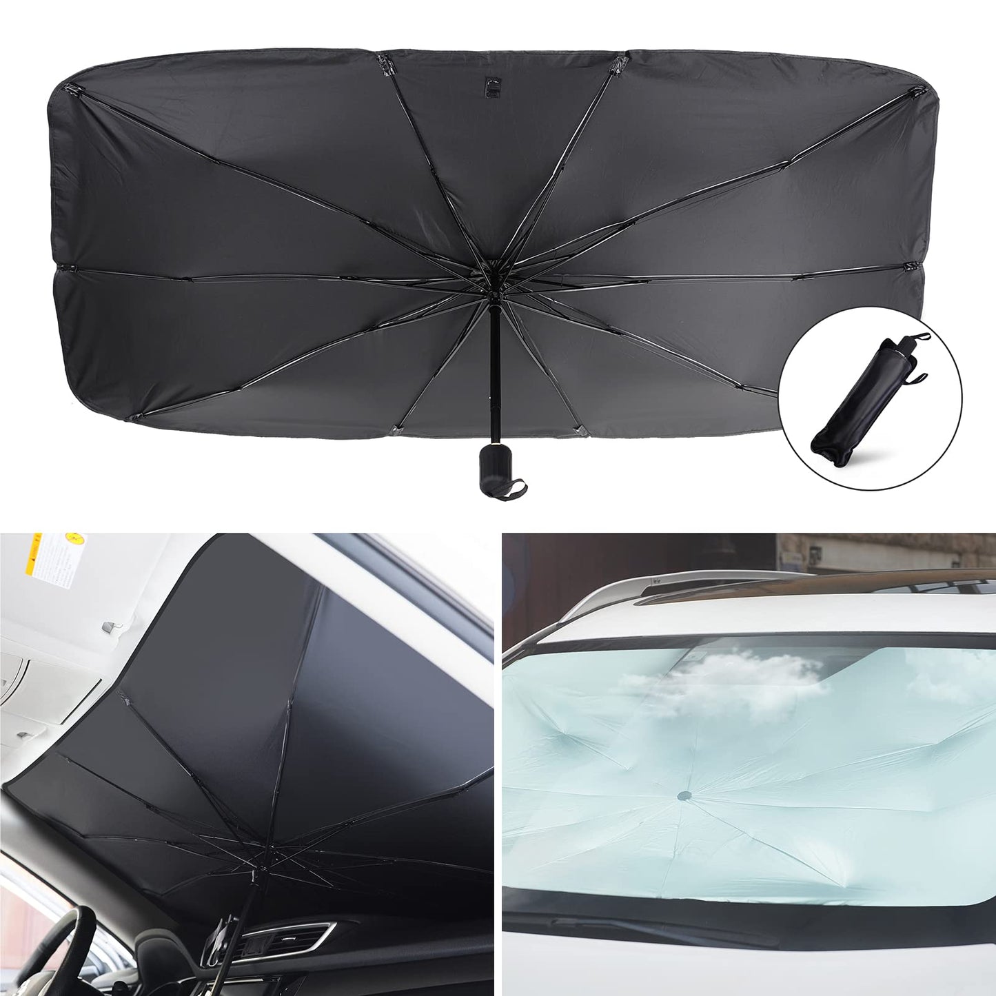 Foldable Car Windshield Sun Shade Umbrella, Large