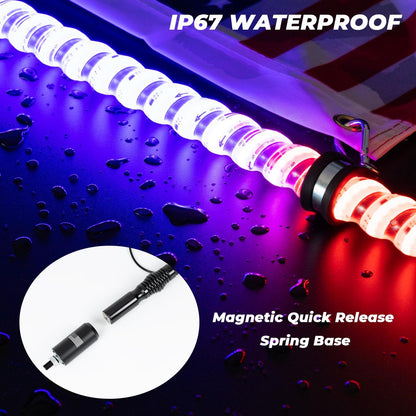 New Double Magnetic&Spring Base LED Whip Lights