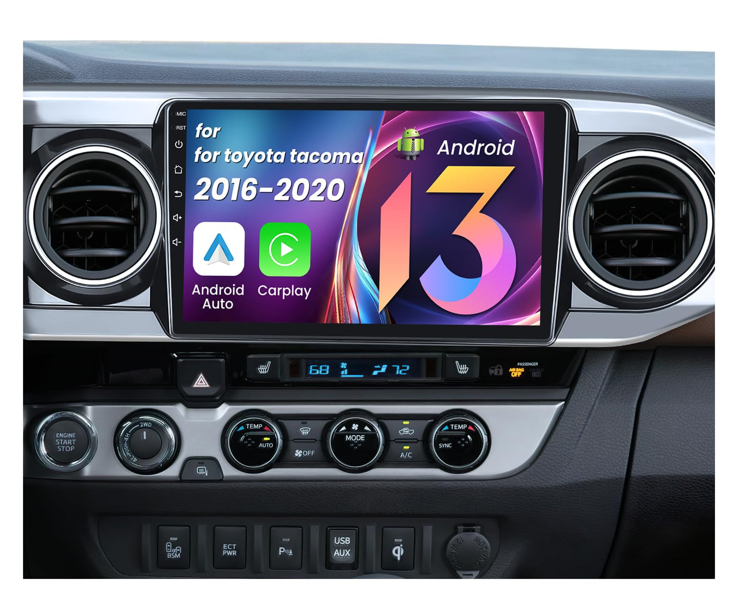 Car Radio Stereo for Toyota Tacoma 2016-2020: 4Core + 64G 10.1" 1280x800 HD Touchscreen Replacement with Backup Camera Wireless Carplay Android Auto Mirror Link GPS Bluetooth FM SWC