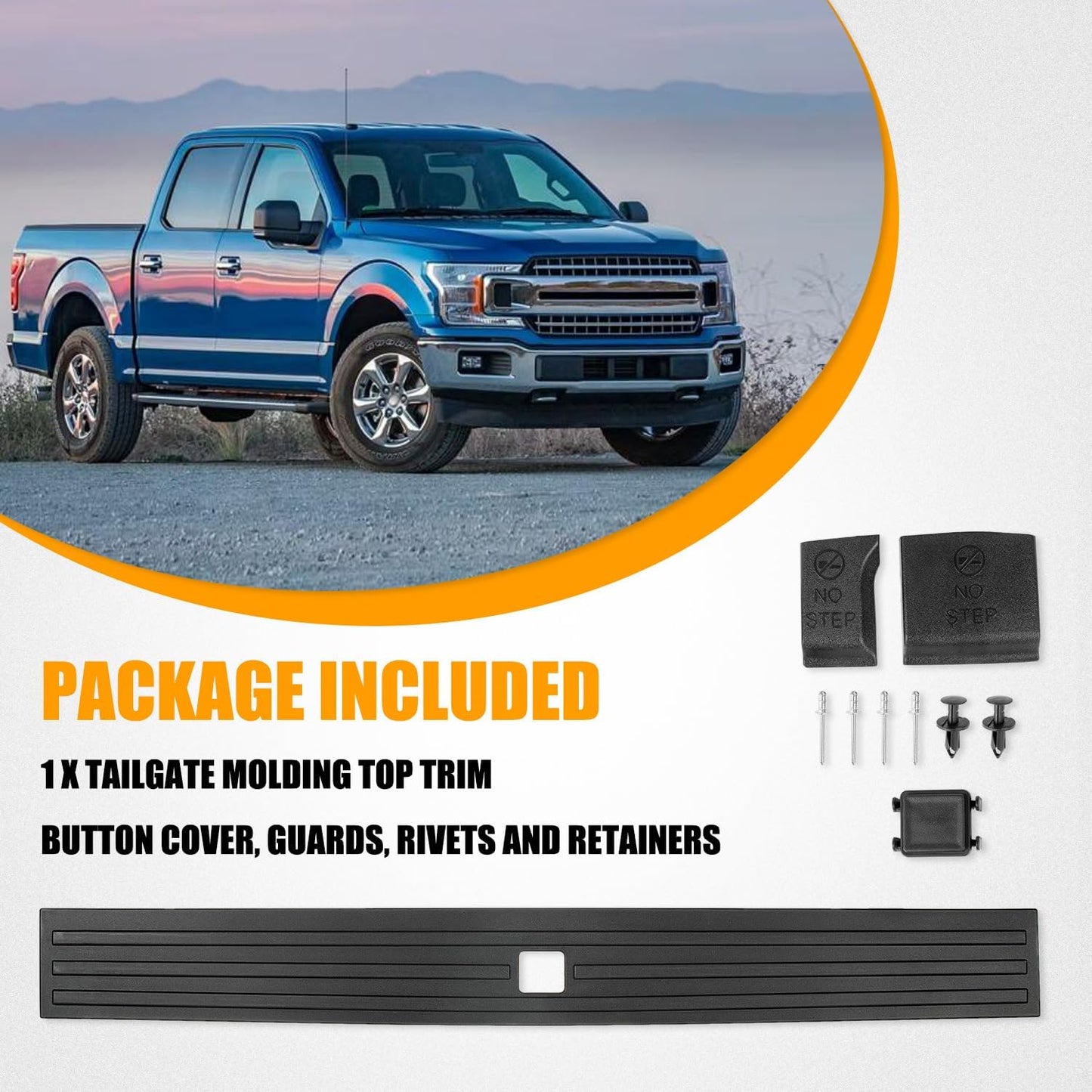 Tailgate Molding Cap with Release Button for 2015-2020 Ford F-150 (Replaces FO1904135)