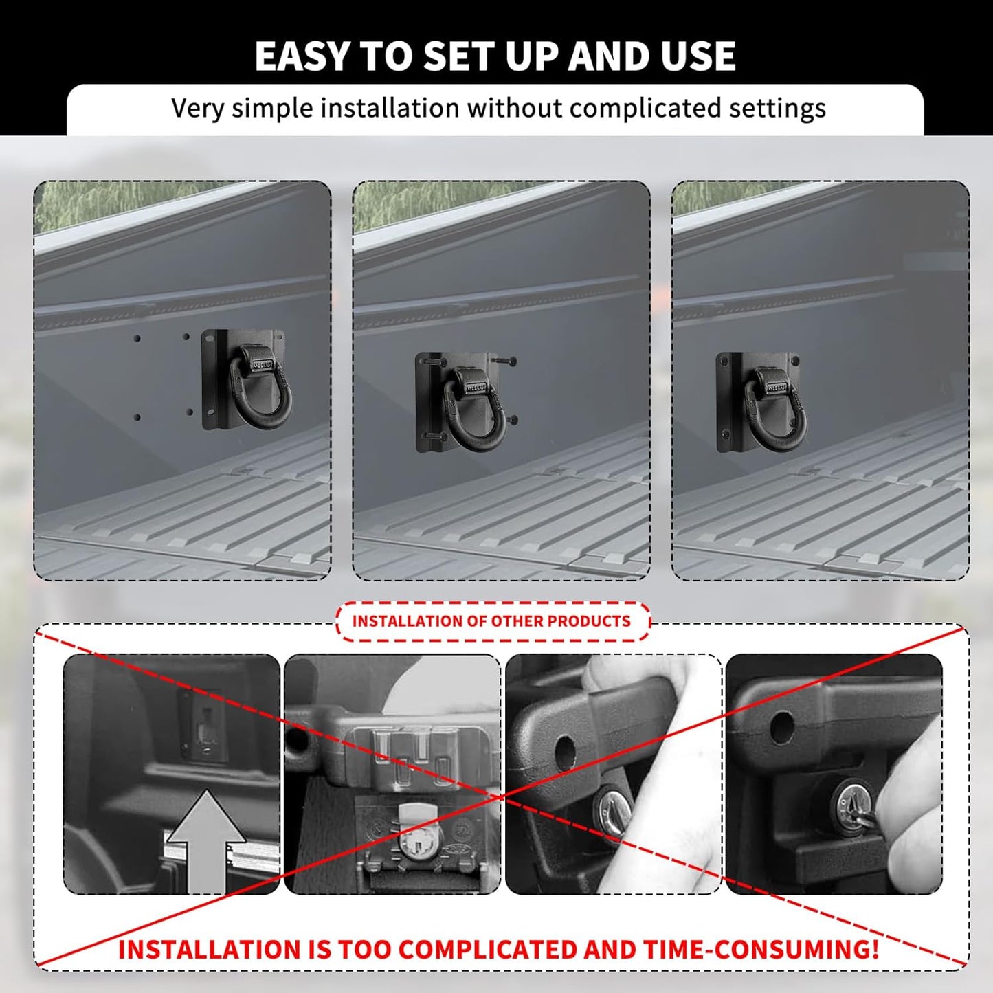 4 Pack Heavy Duty Tie Down Anchors Truck Bed Tie Downs Car Accessories Fit for 2015-2025 Ford F150 F250 F350 & Raptor 2026 Replace# FL3Z-99000A64-B & FL3Z-9928408-AB