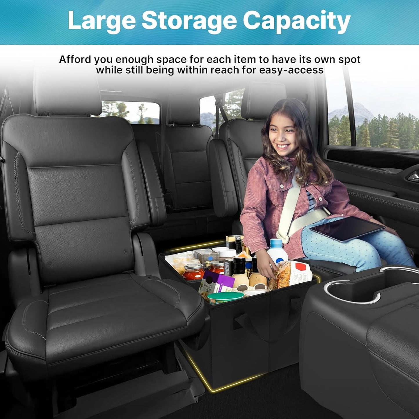 Mixsuper Liner Car Seat Organizer for 2015-2020 Chevy Tahoe/GMC Yukon, Console Organizer Backseat Box for Chevy Tahoe, Dog Toy Box Storage Bin Kids Toys Baby Supplies Travel Accessories
