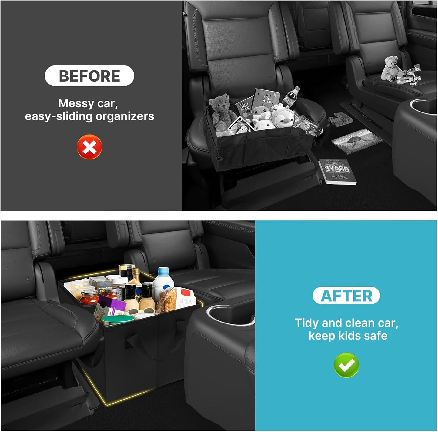 Mixsuper Liner Car Seat Organizer for 2015-2020 Chevy Tahoe/GMC Yukon, Console Organizer Backseat Box for Chevy Tahoe, Dog Toy Box Storage Bin Kids Toys Baby Supplies Travel Accessories