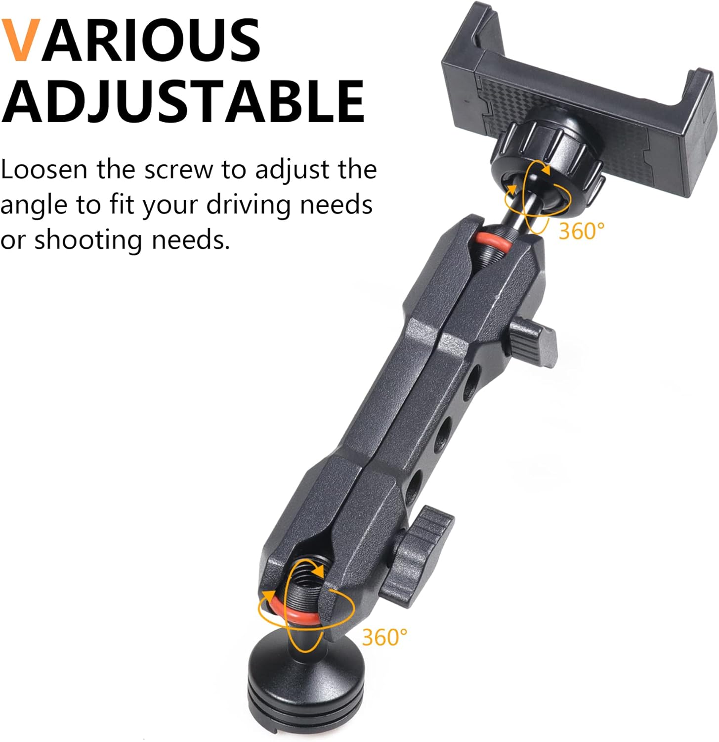 Dash Phone Mount Holder for 2021 2022 2023 2024 2025 New Ford Bronco 2/4 Door Interior Accessories Dashboard Cell Phone Stand 360° Adjustable Aluminum Smartphone Bracket Black