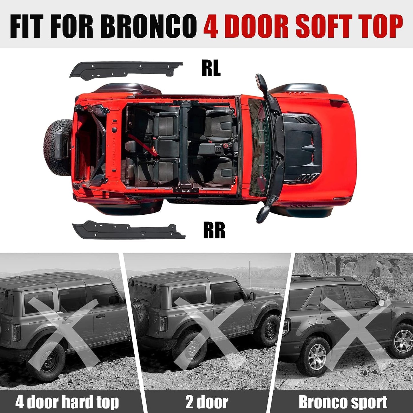 Cargo Shelf Side Covers for Ford Bronco 2021 2022 2023 4-Door Soft Top