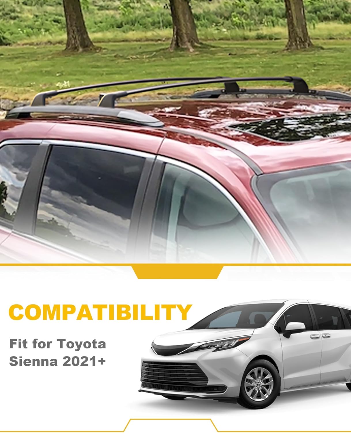 220lbs 4PCS Cross Bars Roof Rack Rails Fit for Toyota Sienna 2021-2025 - OHMU