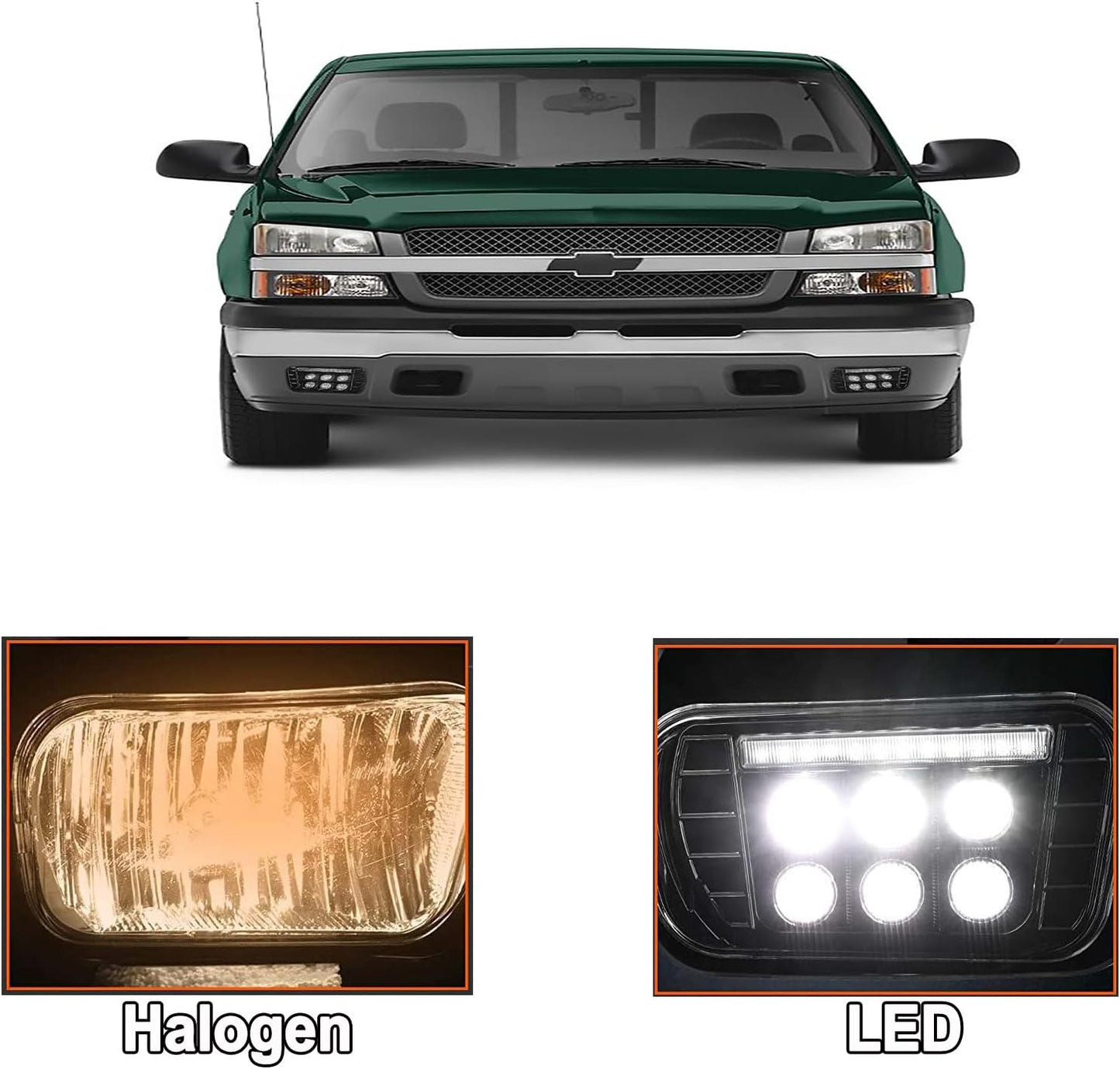 Tecoom LED Fog Lights with Daytime Running Lamps Compatible with 2003-2007 Chevrolet Avalanche Silverado 1500/2500/3500 Classic