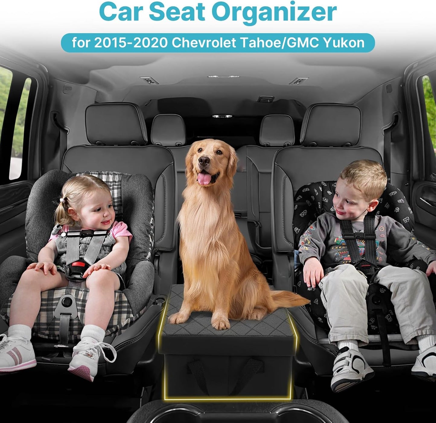Mixsuper Liner Car Seat Organizer for 2015-2020 Chevy Tahoe/GMC Yukon, Console Organizer Backseat Box for Chevy Tahoe, Dog Toy Box Storage Bin Kids Toys Baby Supplies Travel Accessories