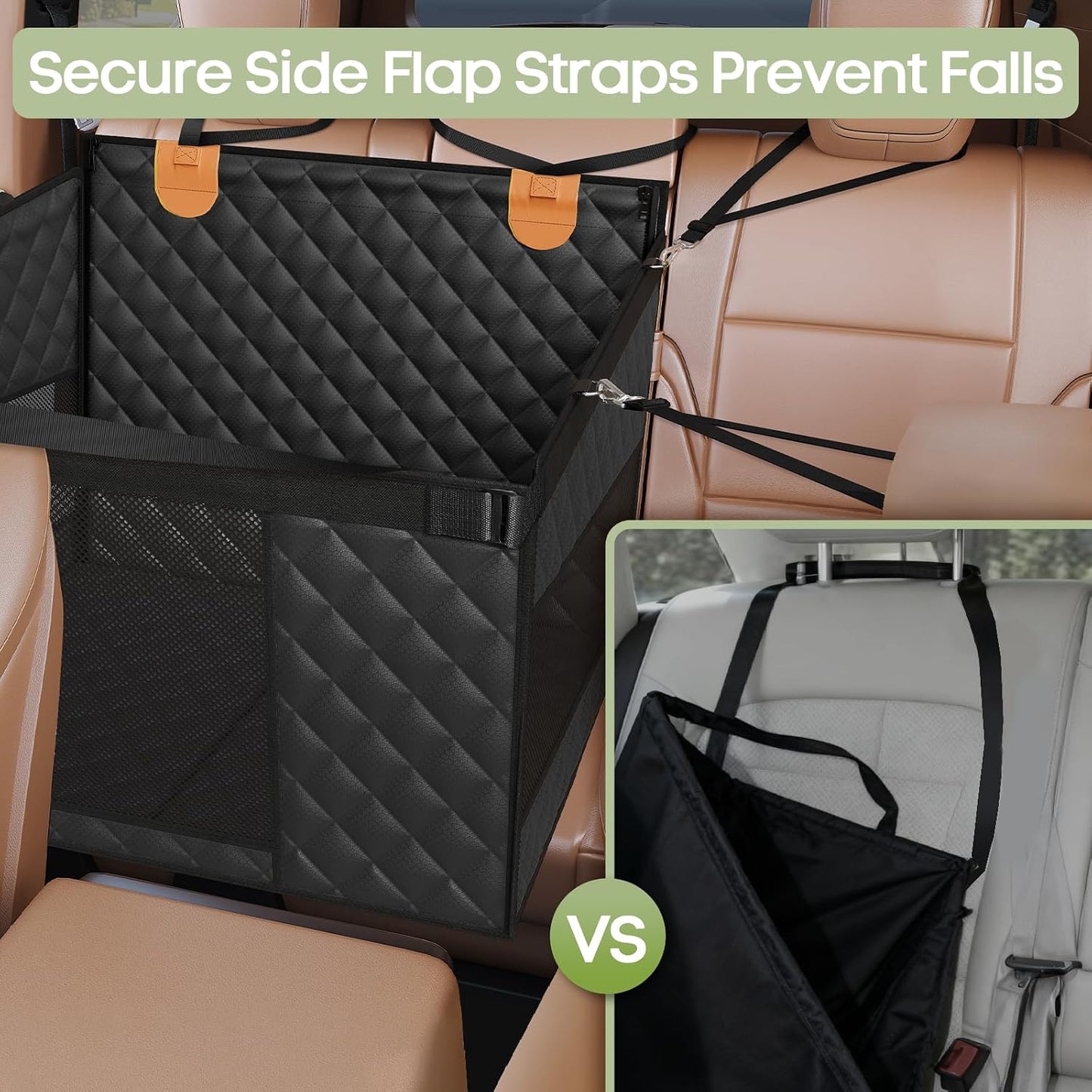 Hard-Bottom Dog Seat Extender w/3 Mesh Windows - Waterproof Strong Support for Car/Truck/SUV