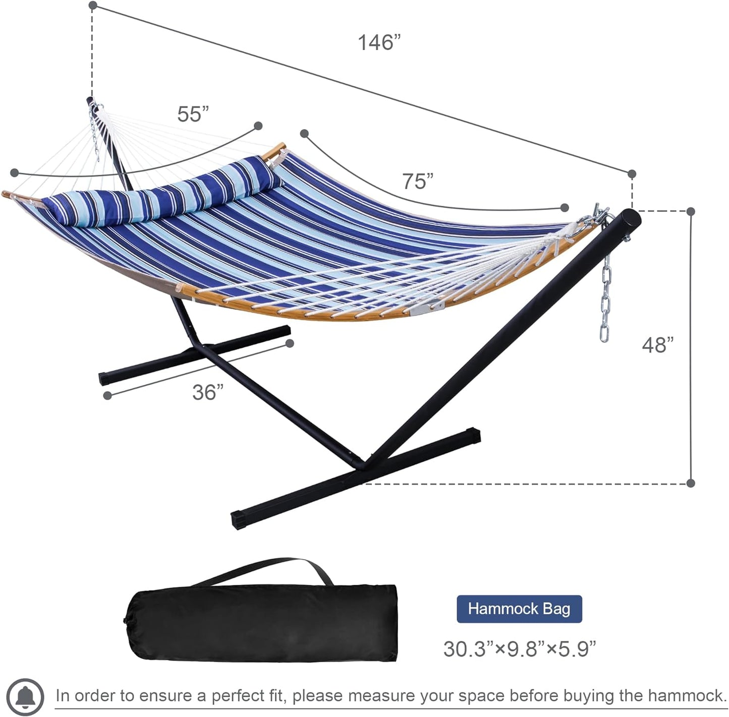 Double Outdoor Portable Hammock with Stand - OHMU
