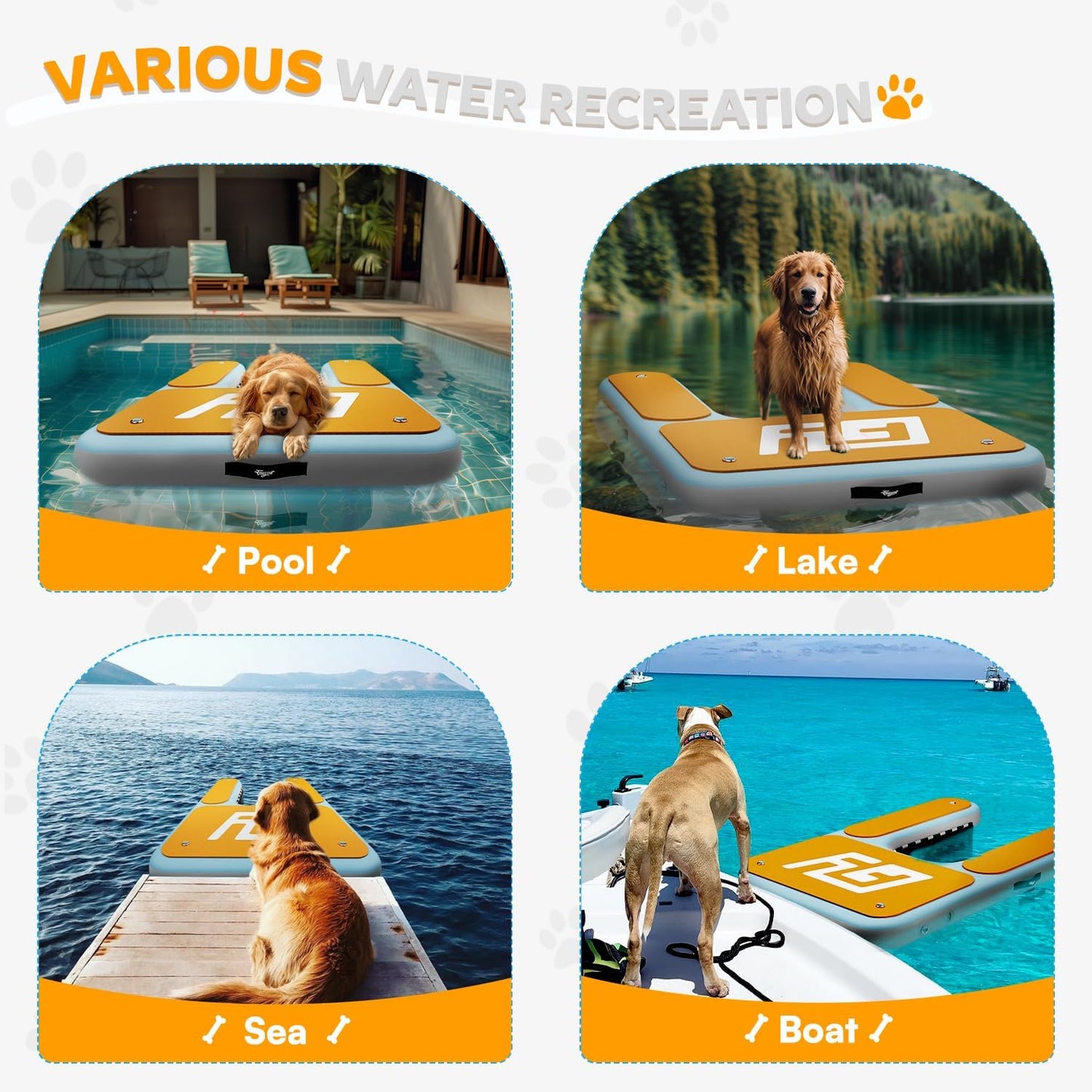 Dog Pool Ramp | 60×40" Pet Water Ramp | Dog Boat Ladder for Large Dogs Up to 230lbs | 95% Large Area EVA Covered | Claw-Friendly & Stable | Inflatable Pup Plank for Lakes, Pools, Boats