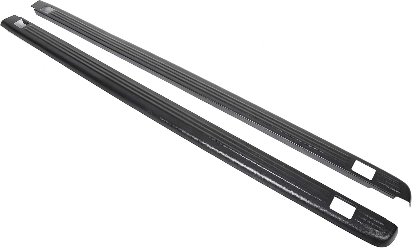 Black Ribbed Bed Rail Caps (2-PCS) for 1999-2006 Chevy/GMC 1500/2500/3500 Classic w/Stake Holes - 6.5' Bed
