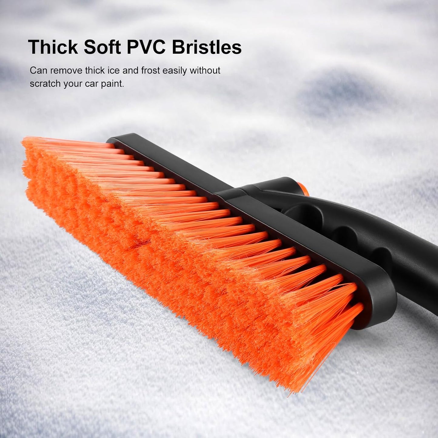33" Extendable Snow Brush with Detachable Ice Scraper - 360° Pivot (Orange)