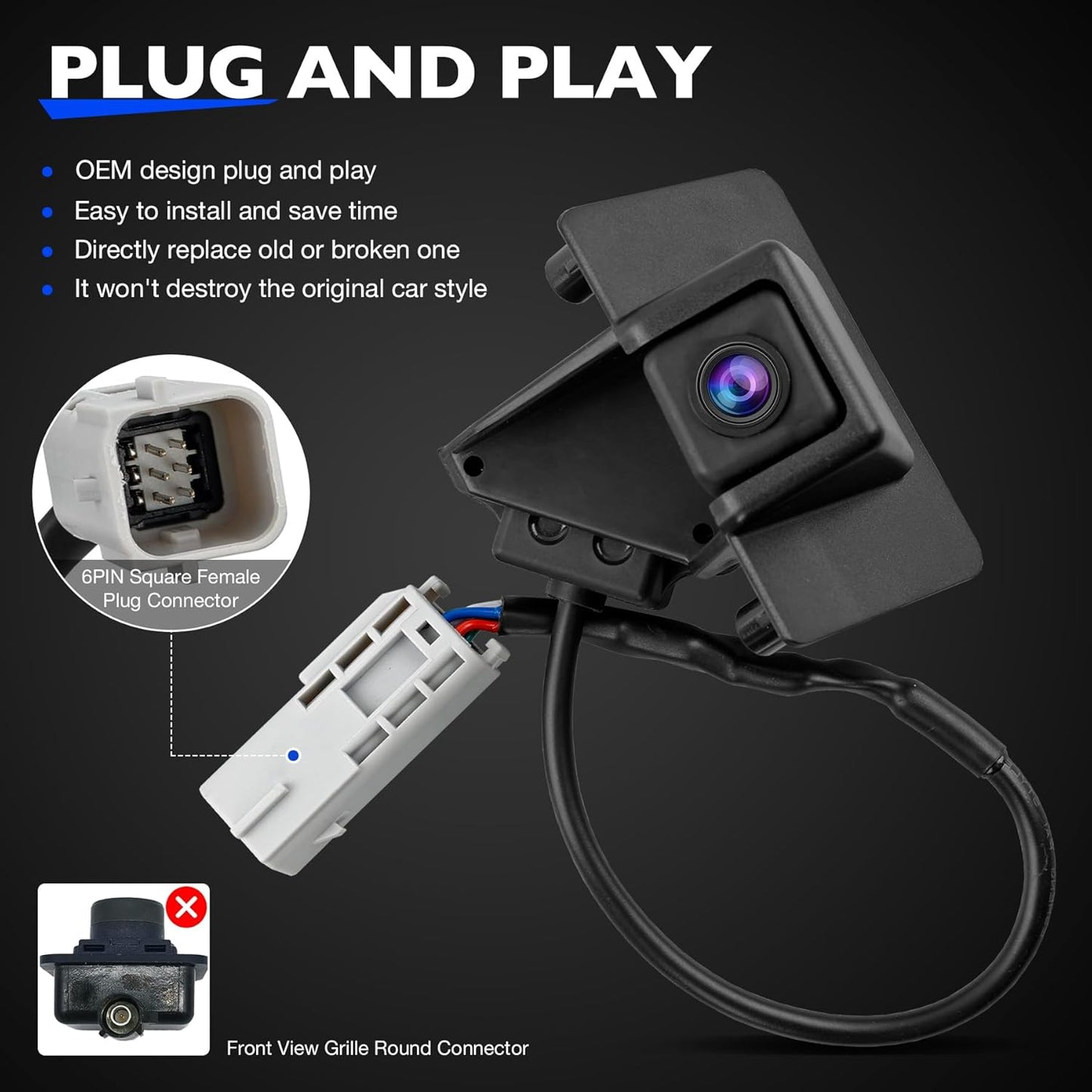 Backup Camera, Compatible with 2009-14 Cadillac Escalade ESV Chevy Tahoe Suburban GMC Yukon XL 1500 2500 Reversing Parking Cameras, Replace 22913932 19211811 22790290 22762723
