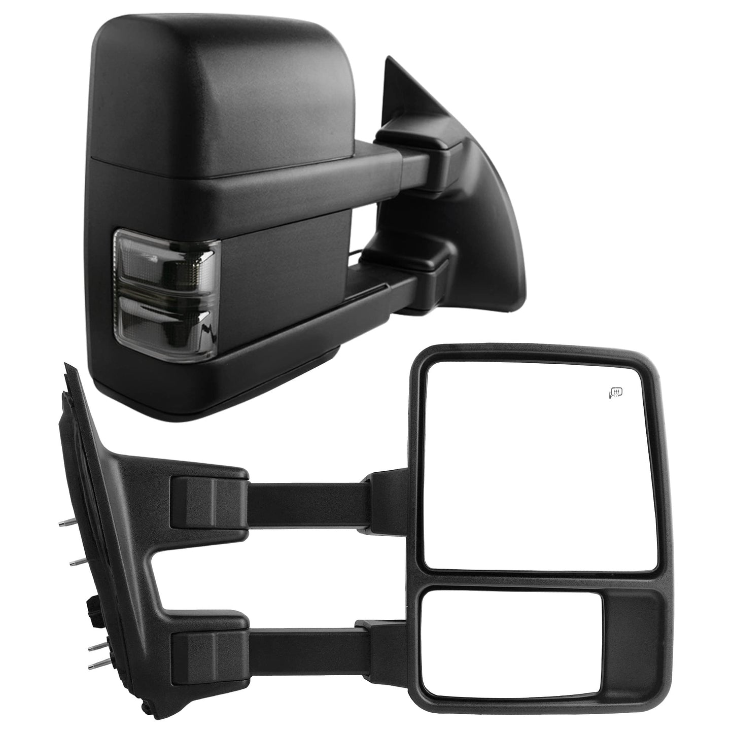 YITAMOTOR Towing Mirrors Side Mirror Compatible with 1999-2016 Ford F250 F350 F450 F550 Super Duty, Power Heated Manual Telescoping Foldable Arrow LED Turn Signal Light Smoke