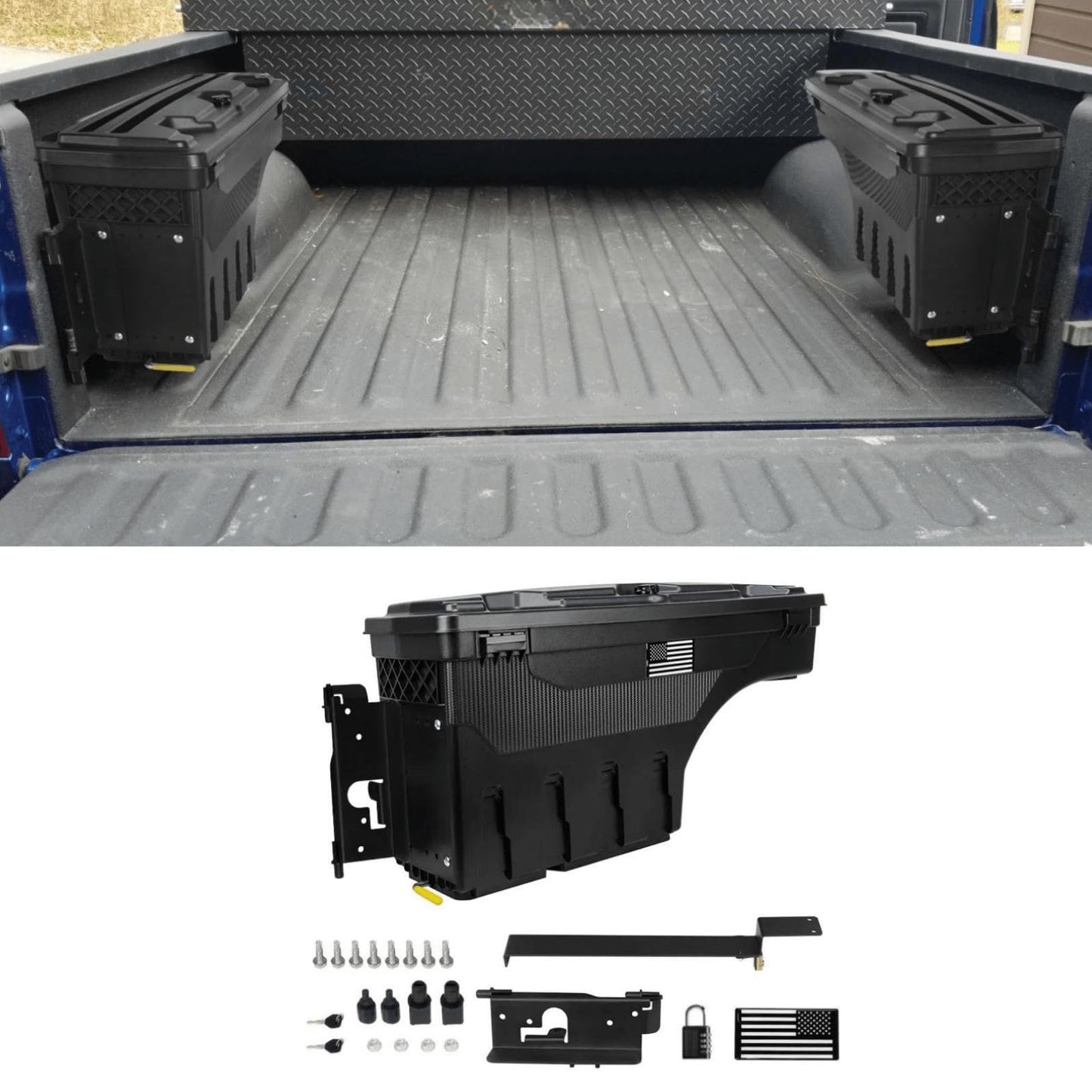 Lockable Truck Bed Storage Box with Password Padlock For 2019-2023 Dodge Ram 1500 2500 (No Fit 1500 Classic Model)