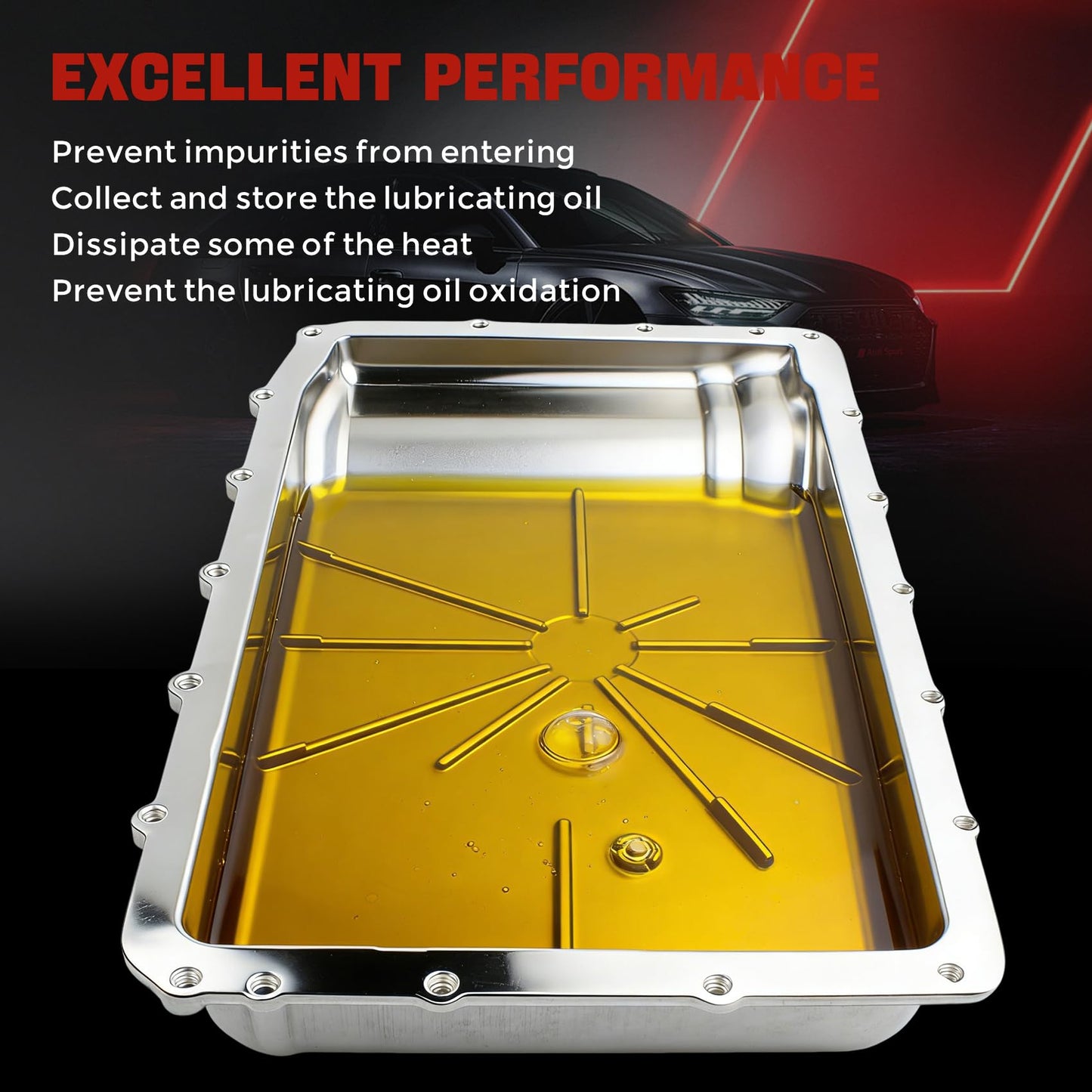 Upgraded Aluminum Transmission Oil Pan Kit with Filter & Gasket