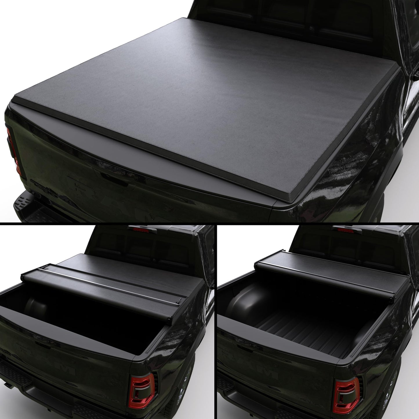 Hard Tri-Fold Truck Bed Tonneau Cover Compatible with 2009-2026 Dodge Ram 1500 & 2500