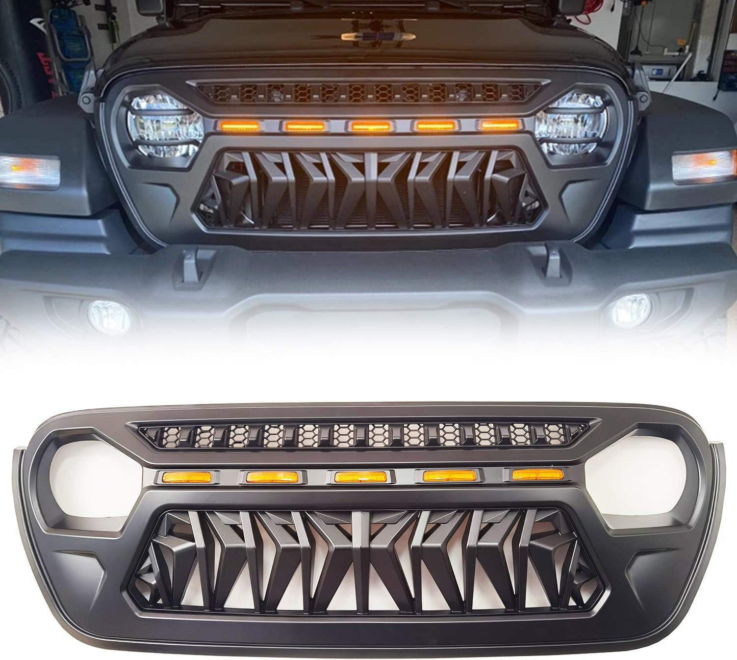 Mesh Grille Front Grill Cover for 2018+ Jeep Wrangler JL JLU JT Gladiator - OHMU