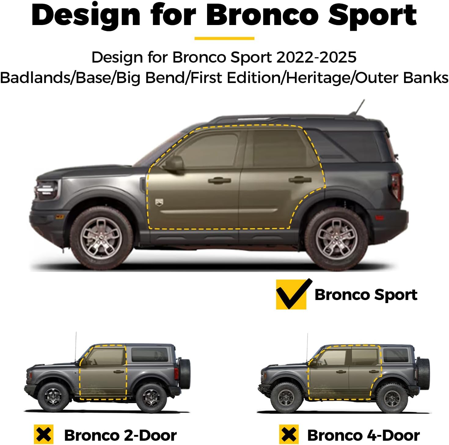 Floor Mats for Ford Bronco Sport 2022-2025, TPE Car Floor Liners for Bronco Sport, 1st & 2nd Row Bucket Seat Broryan