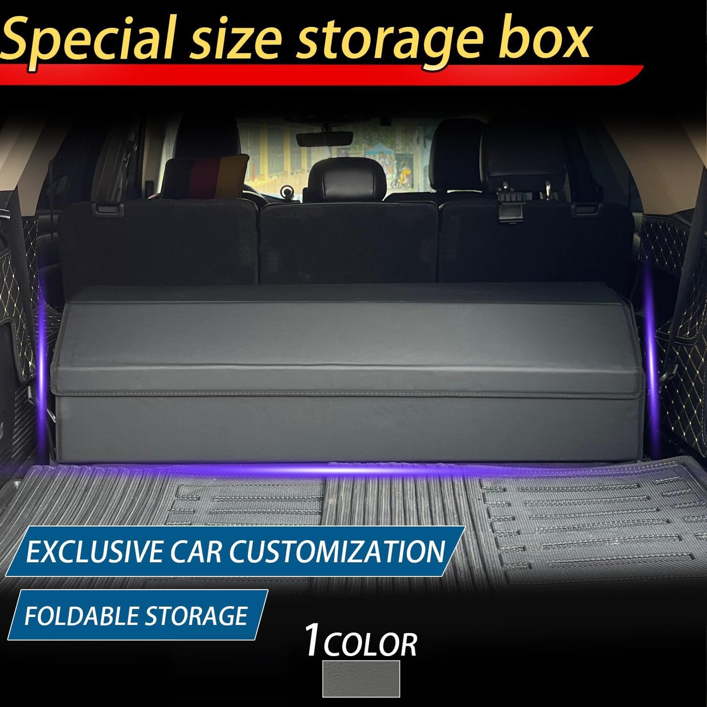 Car Trunk Organizer For Chevy Tahoe - Custom Fit, Large Space Outdoor Trunk Organizer with Leather,Hook-and-Loop Fastener,4-Layer Cover,For Chevy Tahoe 2021-2025