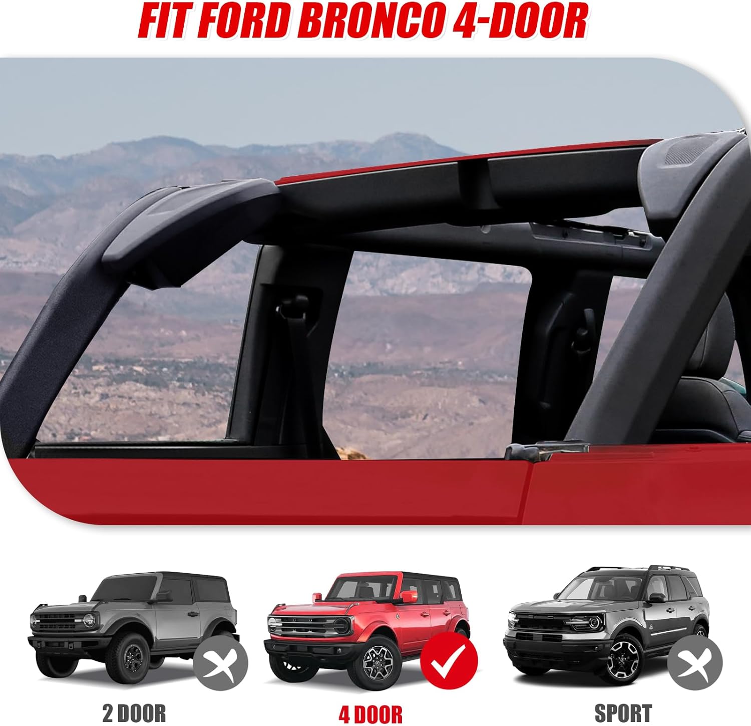 Mabett Roll Bar Cover for Ford Bronco 4 Door Accessories 2021 2022 2023 2024, Protection of The D-Pillar in All Directions from Scratches(Not for Raptor)