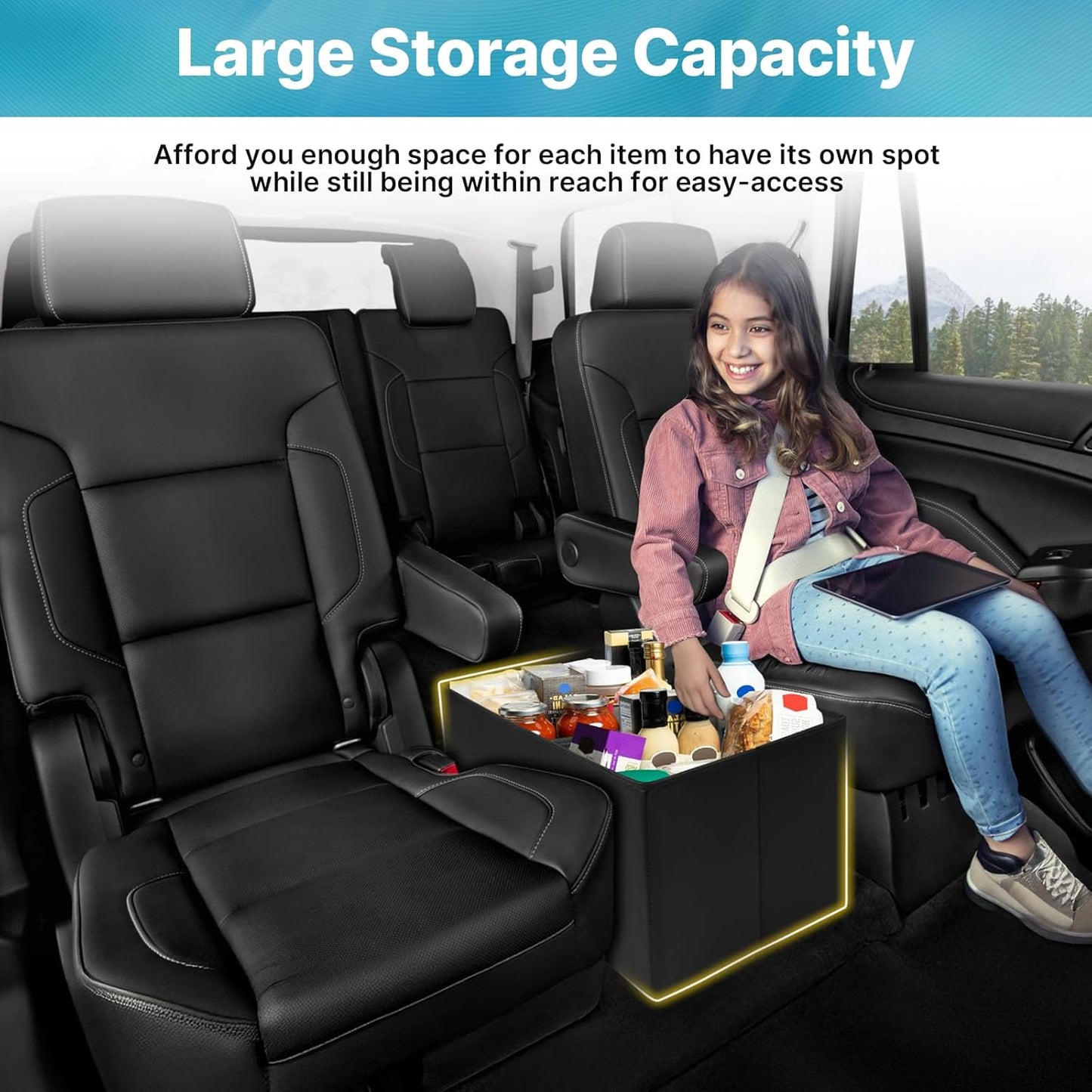 Mixsuper Liner Car Seat Organizer for 2015-2020 Chevrolet Suburban/GMC Yukon XL, Console Organizer Backseat Box for Chevy Suburban, Dog Toy Box Storage Bin Kids Toys Baby Supplies Travel Accessories