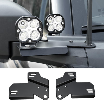 Bronco A-Pillar Light Mounts, Aluminum, No-Drill Pair