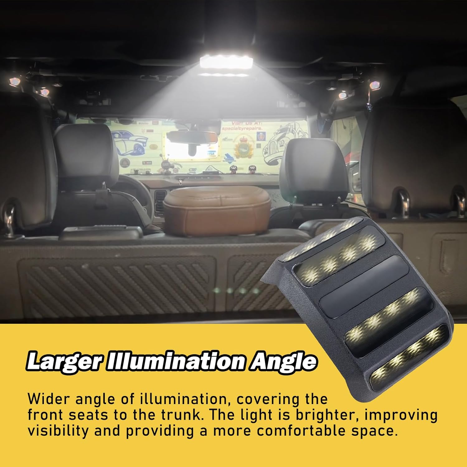 LED Rear Ceiling Lights Reading Lights Fit for 2021 2022 2023 2024 2025 Ford Bronco 4-Door, Trunk LED Roof Top Lamp w/Touch Switch