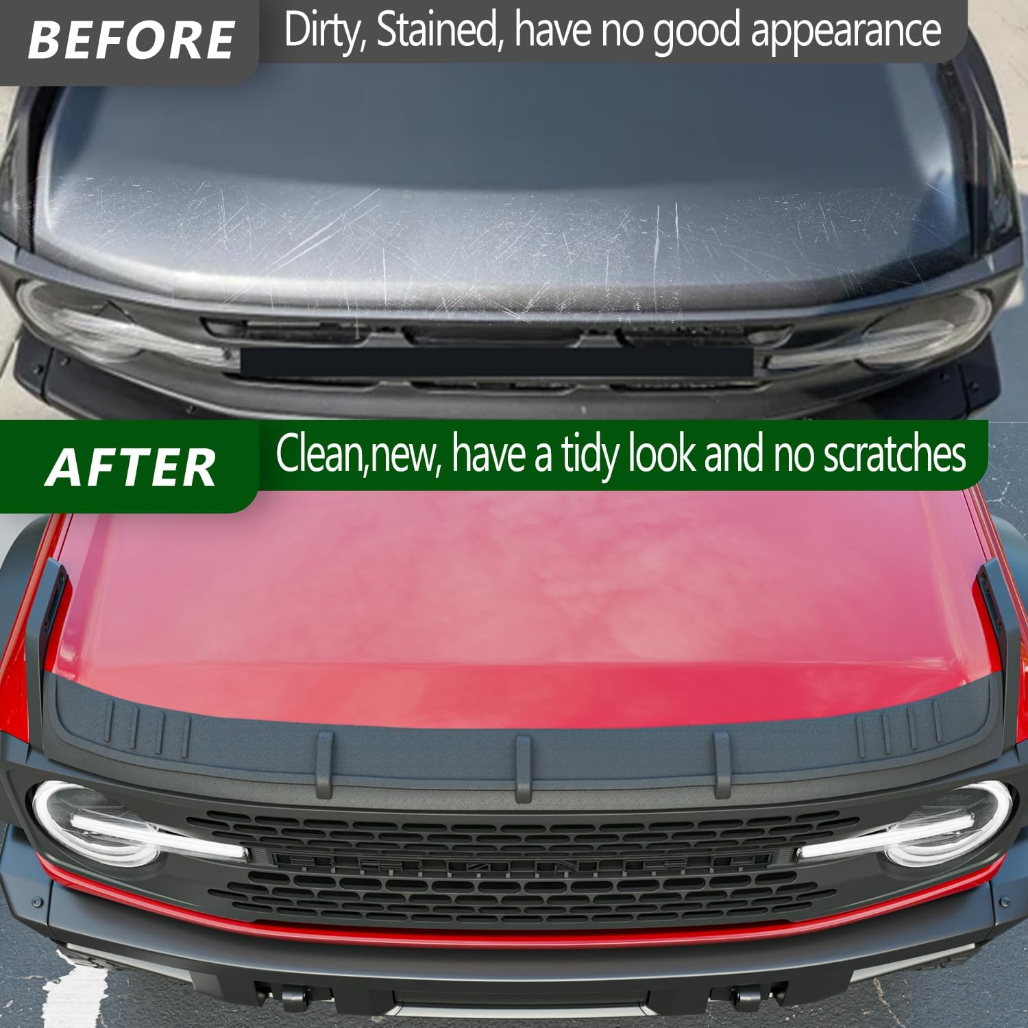 Hood Deflector Compatible with 2021-2025 Ford Bronco Hood Shield Protector (Not for Sport) Replacement for 2021-2025 Ford Bronco Accessories