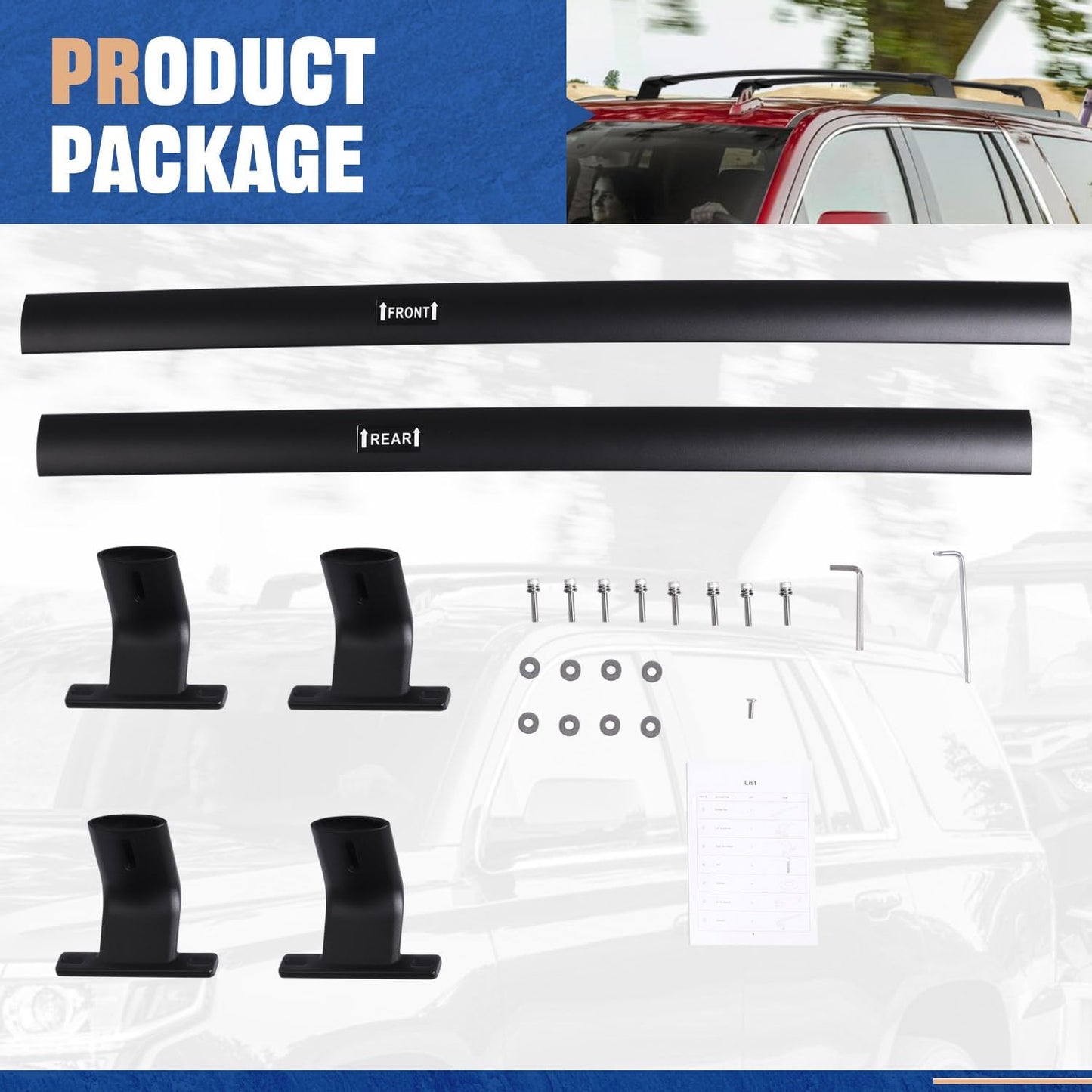 220 LBS Cross Bars Fit for 2015-2020 Chevrolet Suburban & Tahoe, GMC Yukon & Yukon XL, Cadillac Escalade & Escalade ESV Black Roof Rack Crossbars Luggage Carrier Bars