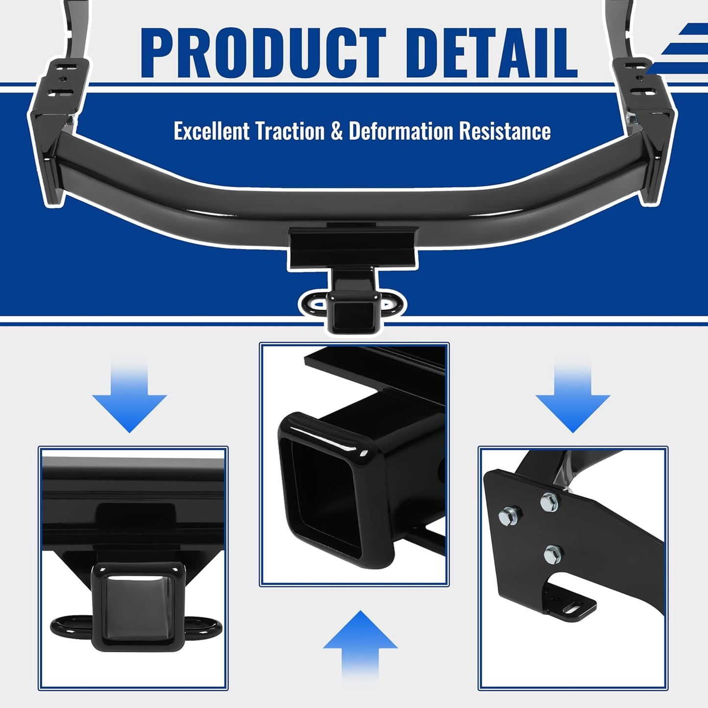 KUAFU Class 4 Trailer Hitch Compatible with 1997-2016 Ford F-150 250 350 450 Black Towing Hitch 2-Inch Receiver
