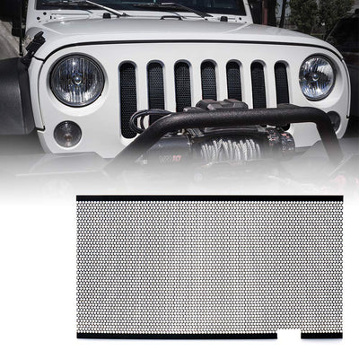 2007-2018 Jeep JK/JKU Front Grille Mesh Insert - Matte Black Aluminum
