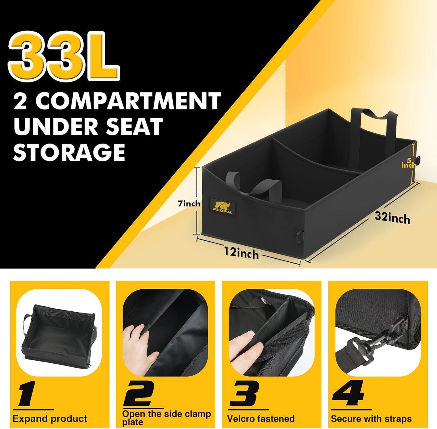 MIKKUPPA Truck Under Seat Storage - Replacement for 2015-2024 Ford F150 F250 F350, for 2 Compartments for Bench Seat Truck Tool Box Organizer Underseat Storage Bag