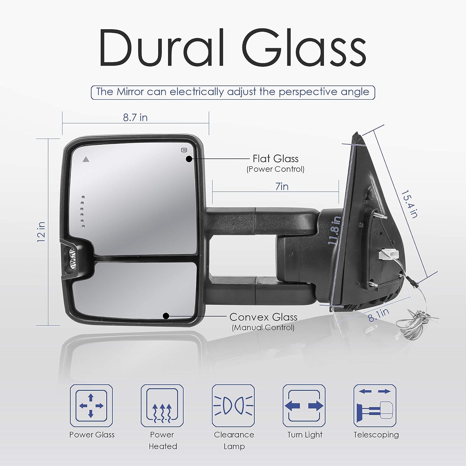 Power Heated Towing Mirrors Compatible for 2007-2017 Toyota Tundra/2008-2017 Toyota Sequoia - OHMU