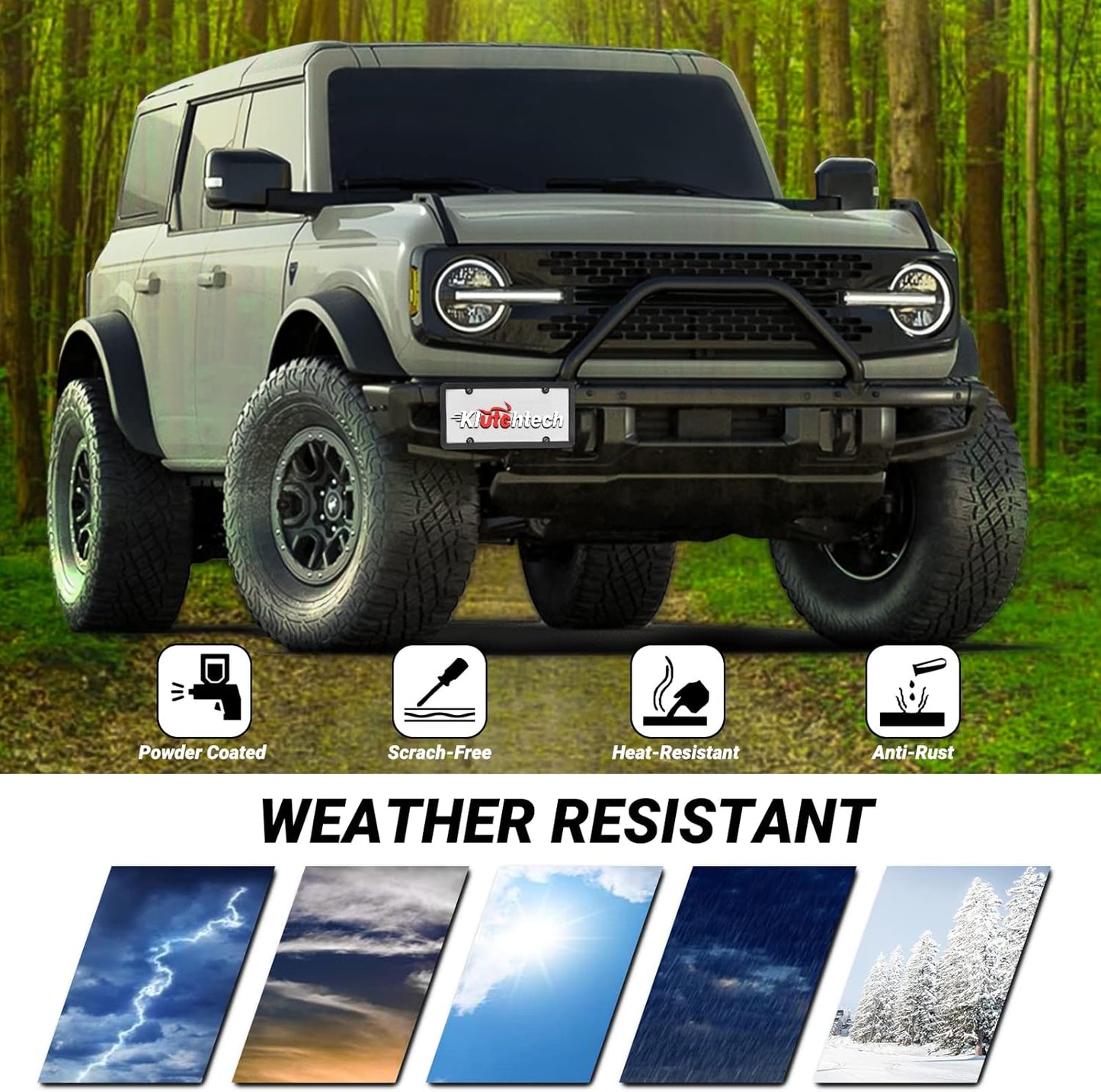 Bronco License Plate Holder 2021-2024, Front Plate Frame for Modular Steel Bumper Compatible with Bronco Accessories 2024-2021 6th Gen. Durable and Stylish License Plate Mount