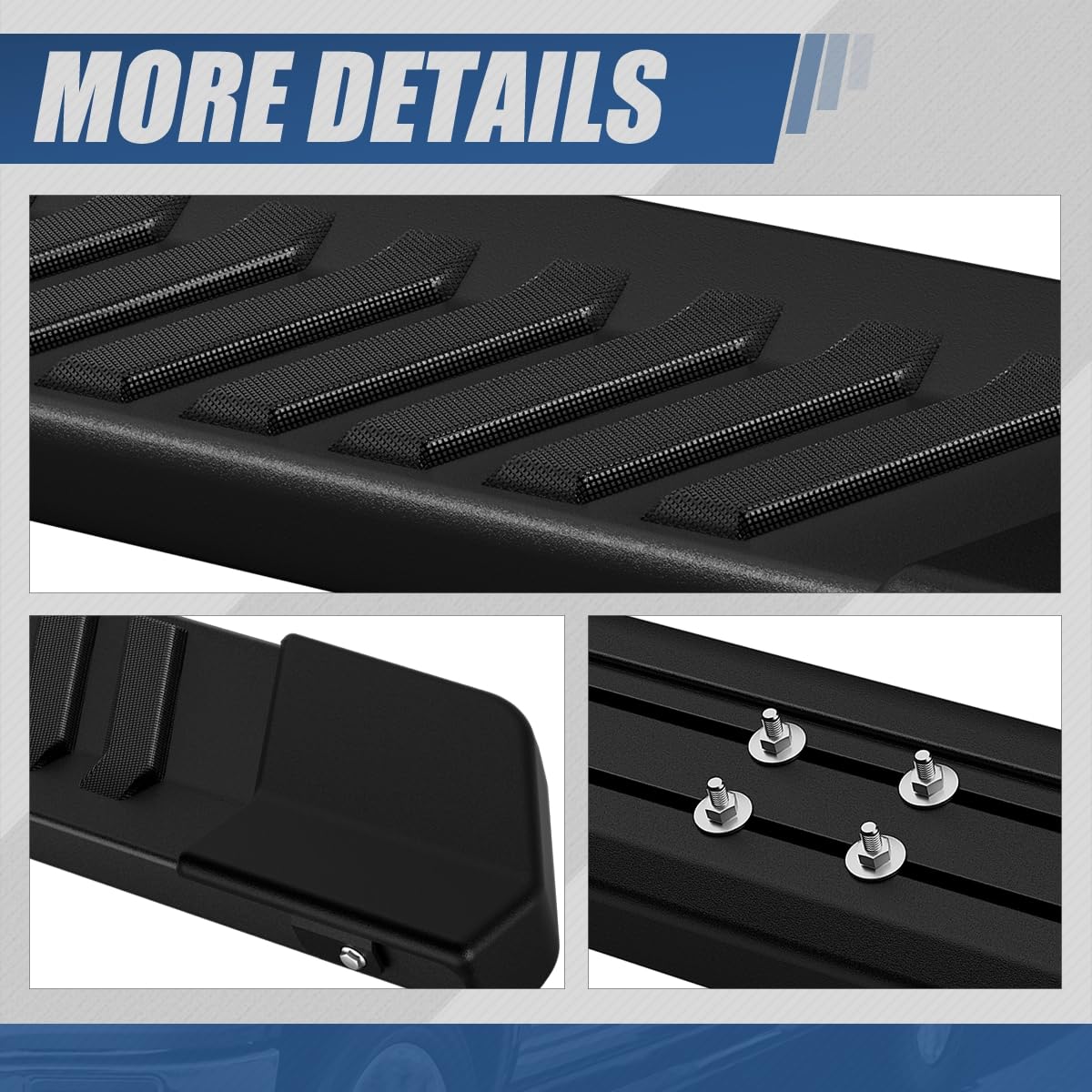 6" Aluminum Black Running Boards for 2015-2026 Ford F-150/F-250/F-350 SuperCrew - Powder-Coated