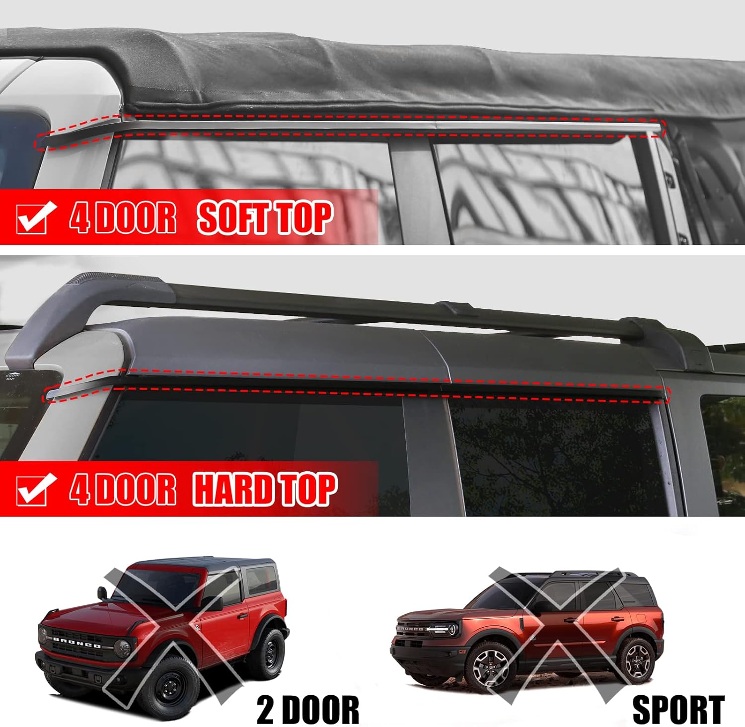 Mabett Window Visor Rain Guard for Ford Bronco 2021 2022 2023 2024 Accessories 4-Door Protect from Raindrops Sound Noise Sun Rays (4PCS)
