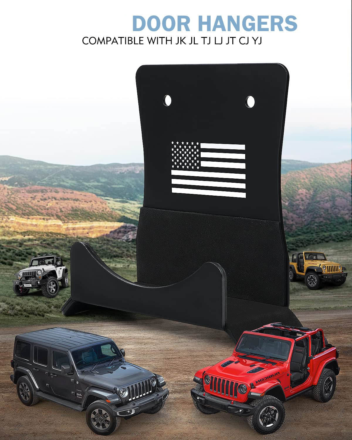 4-Pack Wall-Mounted Door Hangers for Jeep Wrangler (1956-2024)