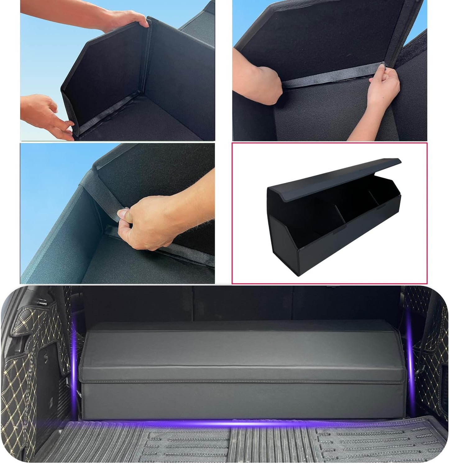 Car Trunk Organizer For Chevy Tahoe - Custom Fit, Large Space Outdoor Trunk Organizer with Leather,Hook-and-Loop Fastener,4-Layer Cover,For Chevy Tahoe 2021-2025