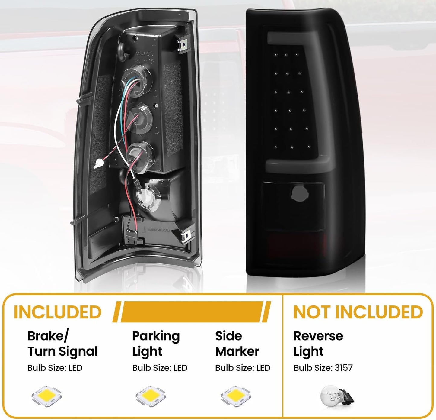 Fits 2003-2006 Chevy Silverado 1500/2500/3500/1500HD/2500HD 2007 Classic C-Tube Black Smoked Tail Lights Pair Fleetside - OHMU