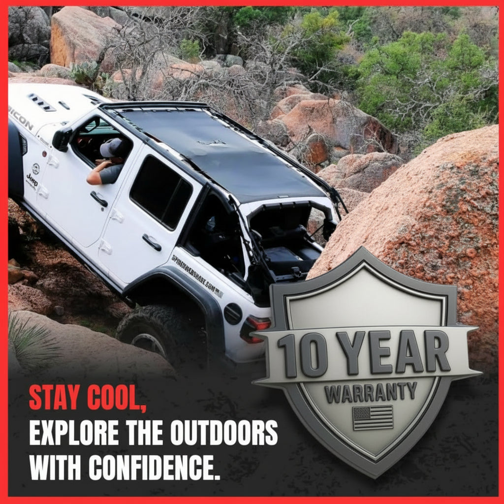 USA Made Red Sunshade Top for 2018-2026 Jeep Wrangler JLU - 10-Year Warranty