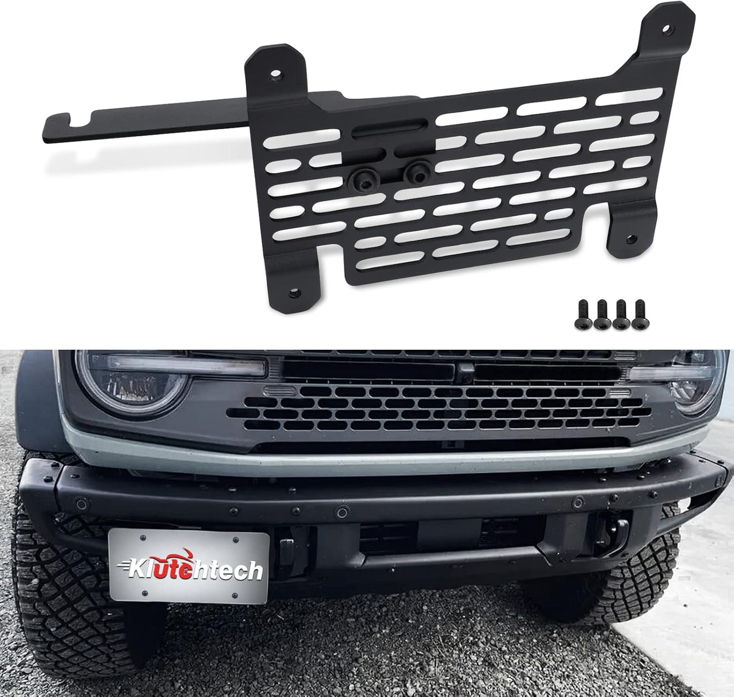 Bronco License Plate Holder 2021-2024, Front Plate Frame for Modular Steel Bumper Compatible with Bronco Accessories 2024-2021 6th Gen. Durable and Stylish License Plate Mount