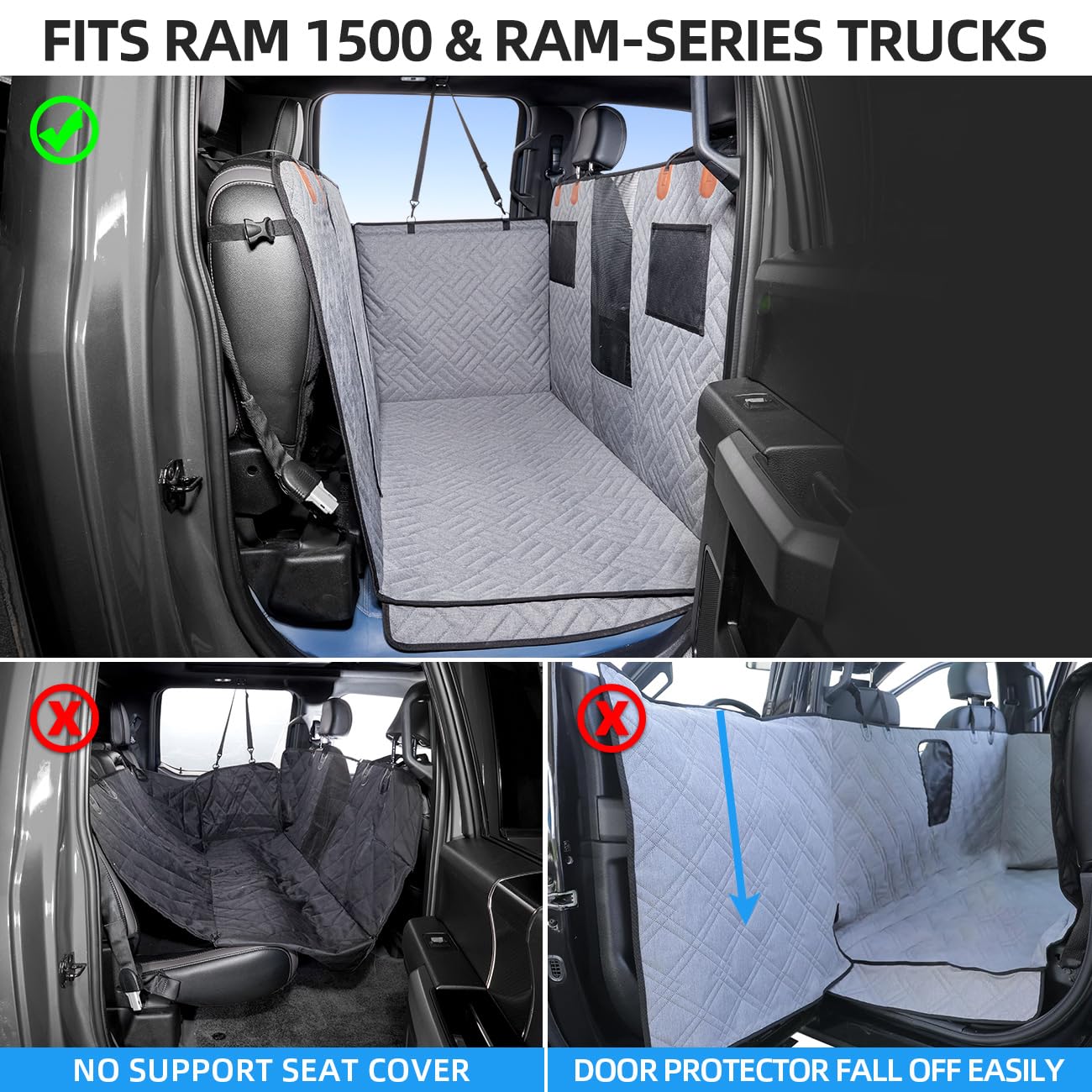 Dog Hammock for Truck,Back Seat Pet Cover for Dogs,Back Seat Extender for Truck F150 & F-Series, RAM1500 - OHMU