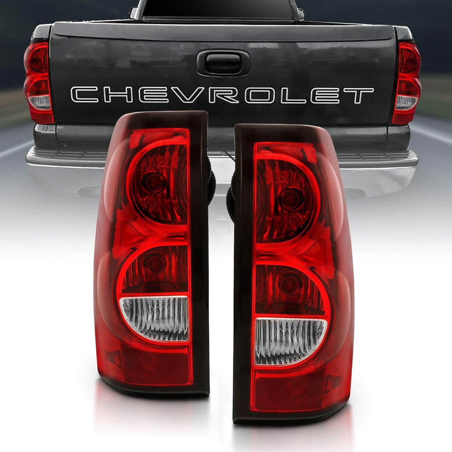 Replacement OE Style Taillights Rear Brake Lamp with Bulb and Harness Set For 2003-2006 Chevy Silverado