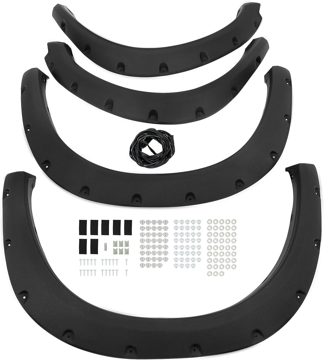 4-PCS Fender Flares for 2009-2018 Ram 1500 & 2019-2023 Classic Fleetside - Textured Black Rivet Style
