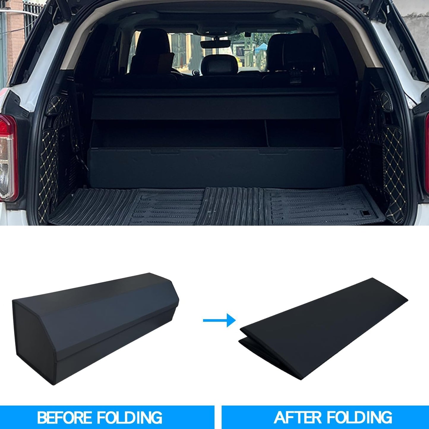 Car Trunk Organizer For Chevy Tahoe - Custom Fit, Large Space Outdoor Trunk Organizer with Leather,Hook-and-Loop Fastener,4-Layer Cover,For Chevy Tahoe 2021-2025
