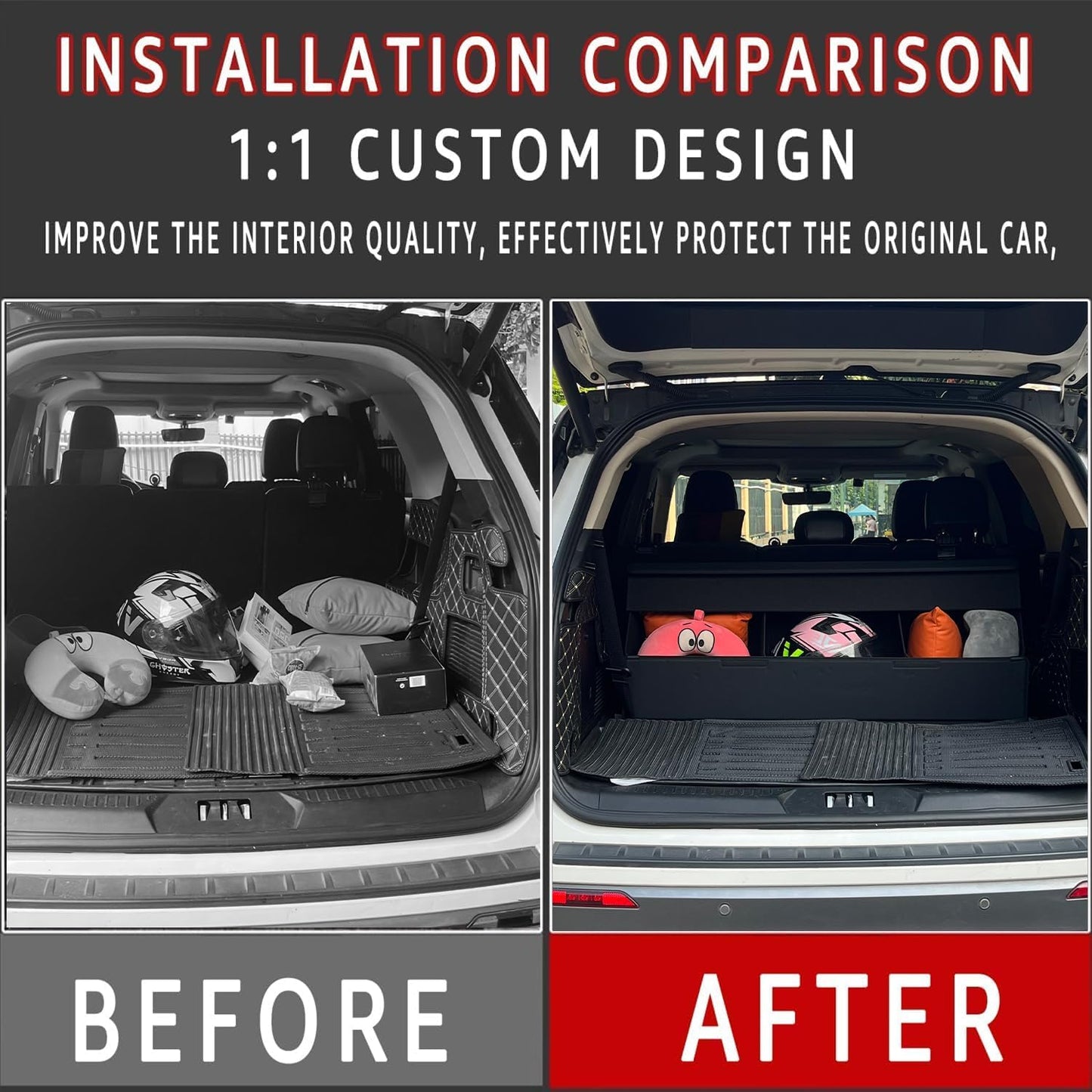 Car Trunk Organizer For Chevy Tahoe - Custom Fit, Large Space Outdoor Trunk Organizer with Leather,Hook-and-Loop Fastener,4-Layer Cover,For Chevy Tahoe 2021-2025