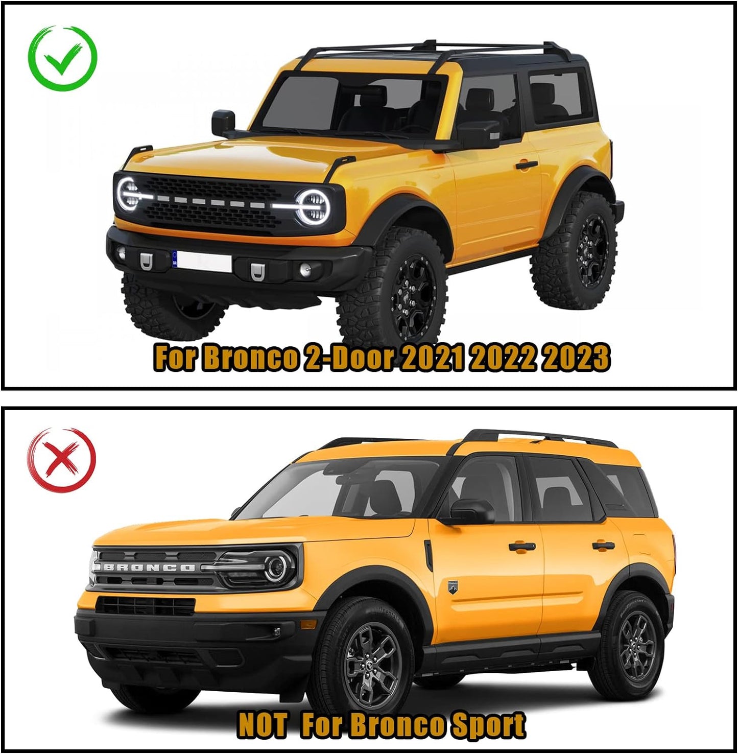 2PCS Tube Doors Front Doors for Ford Bronco 2-Door 2021 - 2024 Accessories - OHMU