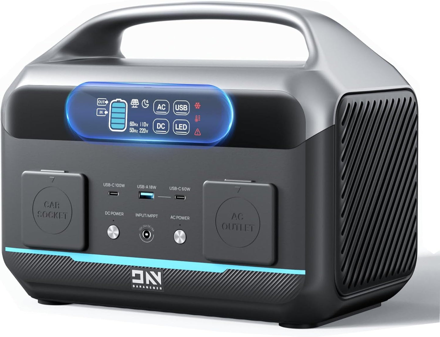 Portable Power Station 600W (1200W Surge), 576Wh (180,000mAh) Solar Generator, LFP Battery 1Hour Fast Charging, 100W USB-C Output, Power Bank for Home & Emergency Backup, RVs, CPAP (Solar Optional)